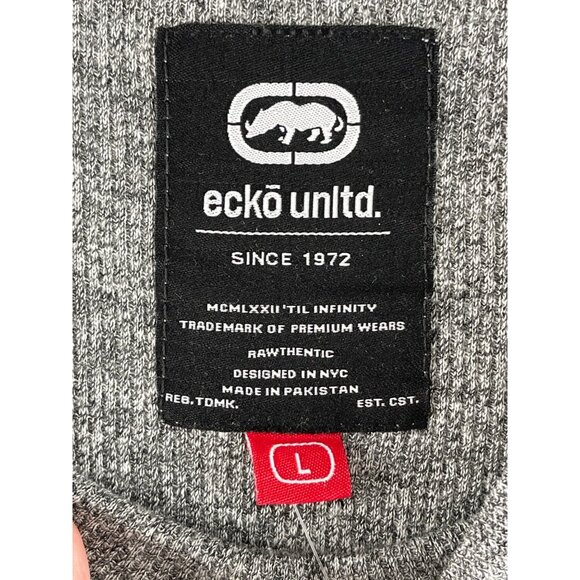 Ecko Unltd. Mens  Size L Grey Marled Long Sleeve Crewneck Thermal Shirt - Picture 8 of 11